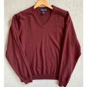 BROOKS BROTHERS Merino Wool Sweater Mens Large Brick Red Quiet Luxury Classic